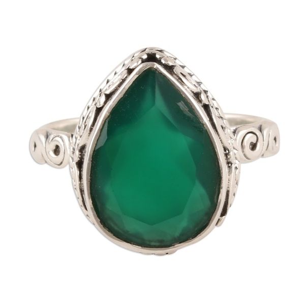 Alternate image for Glittering Green Onyx Cocktail Ring from India Glittering Verdant Drop