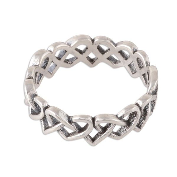 Alternate image for Celtic Heart Sterling Silver Band Ring from India Celtic Hearts