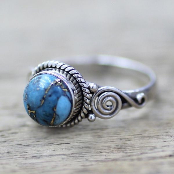 Alternate image for Sterling Silver and Blue Composite Turquoise Cocktail Ring Blue Attunement