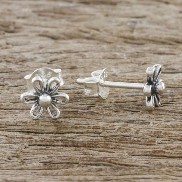 Alternate image for Floral Motif Sterling Silver Stud Earrings from Thailand Flower Fancy