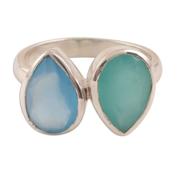 Alternate image for 4-Carat Teardrop Chalcedony Cocktail Ring from India Teardrop Sparkle