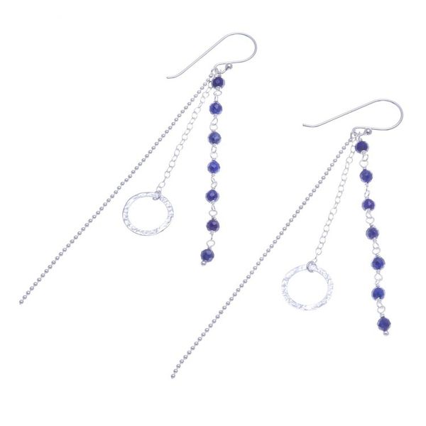 Alternate image for Lapis Lazuli Dangle Earrings with Sterling Rings Solar Love