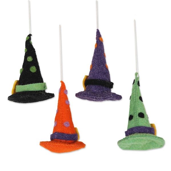 Alternate image for Witch Hat Halloween Ornaments Set of 4 Magical Hats