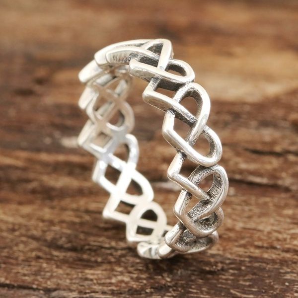 Alternate image for Celtic Heart Sterling Silver Band Ring from India Celtic Hearts