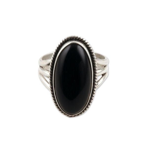 Alternate image for Handcrafted Onyx and Sterling Silver Single Stone Ring Piece of Night