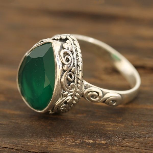 Alternate image for Glittering Green Onyx Cocktail Ring from India Glittering Verdant Drop