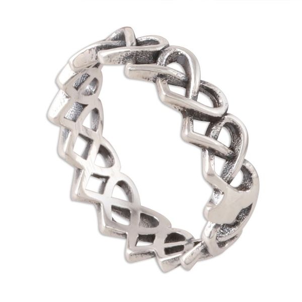 Alternate image for Celtic Heart Sterling Silver Band Ring from India Celtic Hearts
