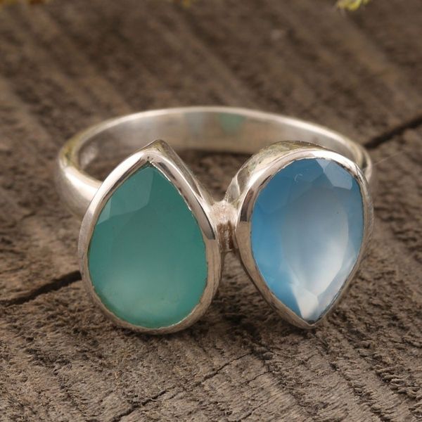 Alternate image for 4-Carat Teardrop Chalcedony Cocktail Ring from India Teardrop Sparkle