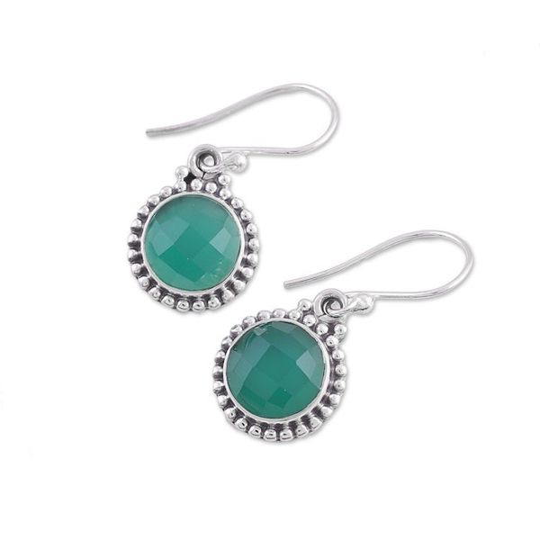 Alternate image for Green Onyx and Sterling Silver Dangle Earrings from India Green Passion
