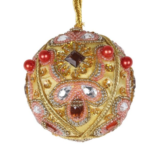 Alternate image for Red and Gold Embellished Satin Ornaments Set of 4 Lavish Holiday