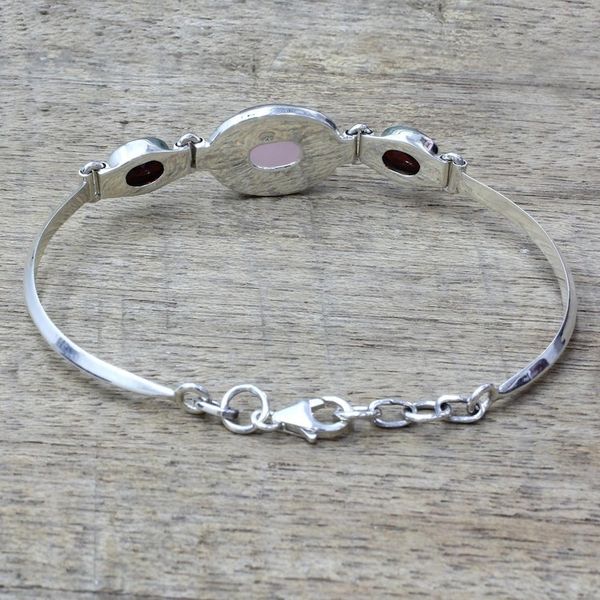 Alternate image for Sterling Silver Garnet and Chalcedony Pendant Bracelet Shining Red