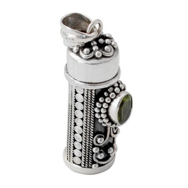 Alternate image for Peridot and 925 Silver Prayer Box Pendant from India Calmness