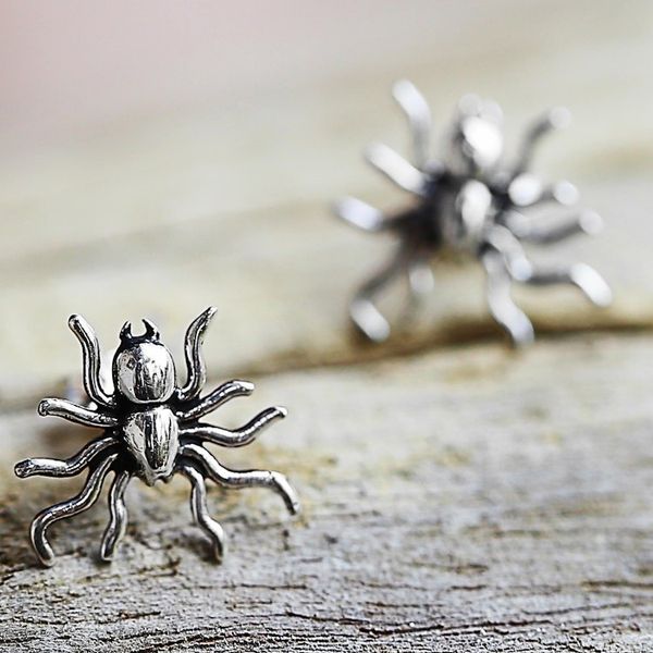 Alternate image for Sterling Silver Stud Earrings Spider Shape from Thailand Little Sun Spiders