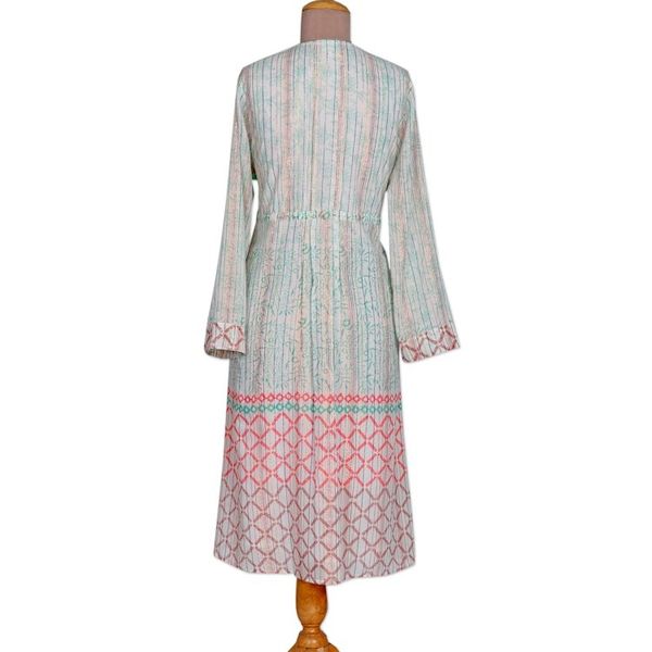 Alternate image for Cotton Blend Empire Waist Midi Dress with Tassels from India Extra Tropical