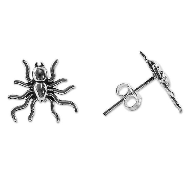 Alternate image for Sterling Silver Stud Earrings Spider Shape from Thailand Little Sun Spiders