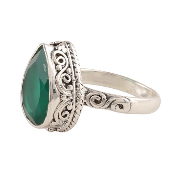 Alternate image for Glittering Green Onyx Cocktail Ring from India Glittering Verdant Drop