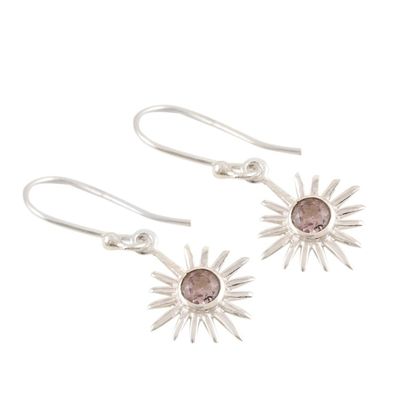 Alternate image for Solar-Inspired Sterling Silver Earrings with Amethyst Lavender Star