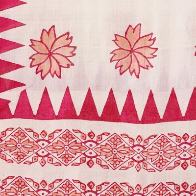 Alternate image for Fuchsia and Ivory Floral Silk Wrap Scarf from India Fuchsia Blossoms