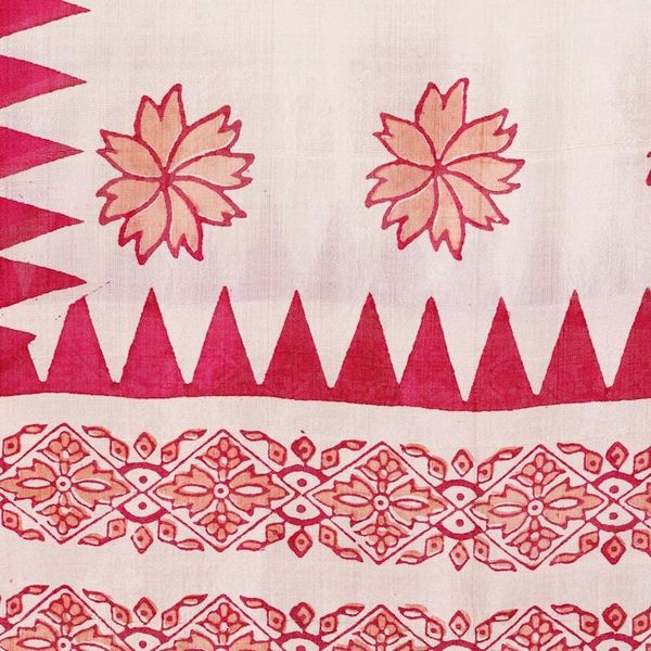 Alternate image for Fuchsia and Ivory Floral Silk Wrap Scarf from India Fuchsia Blossoms