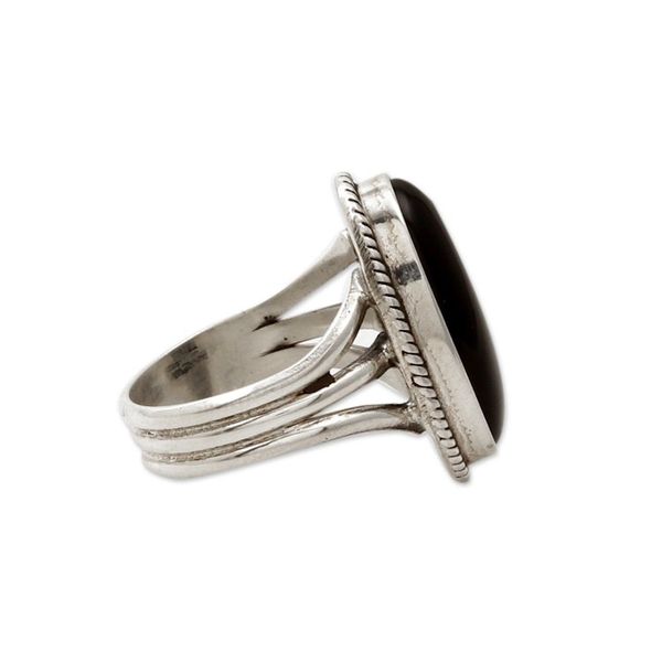 Alternate image for Handcrafted Onyx and Sterling Silver Single Stone Ring Piece of Night
