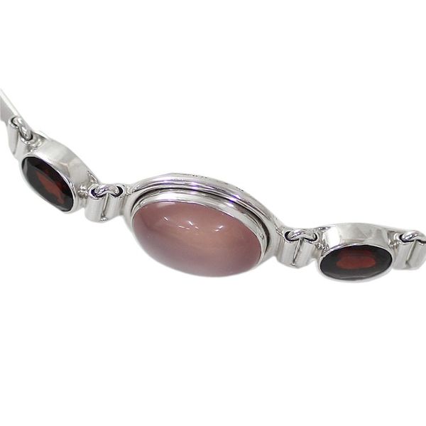Alternate image for Sterling Silver Garnet and Chalcedony Pendant Bracelet Shining Red