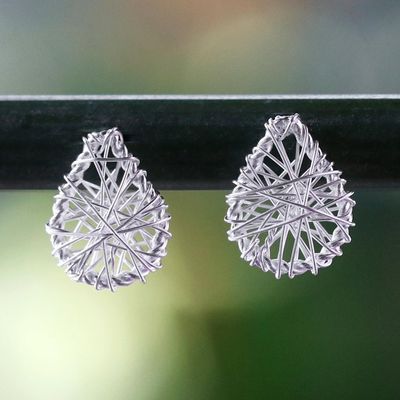 Alternate image for Sterling Silver Wrap Teardrop Stud Earrings from Thailand Teardrop Wrap