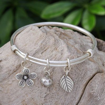 Alternate image for Sterling Silver Garden-Motif Charm Bracelet Garden Sounds