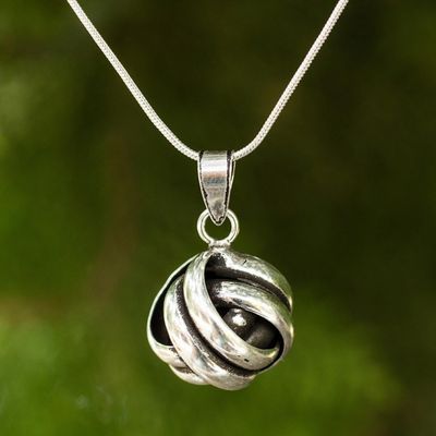 Alternate image for Artisan Crafted Silver Pendant Necklace Double Love Knot