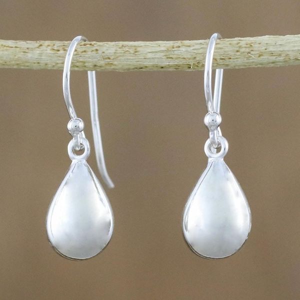 Alternate image for High-Polish Sterling Silver Dangle Earrings from Thailand Reflective Drops