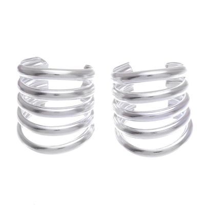 Alternate image for Handcrafted Sterling Silver Ear Cuffs Large Wave