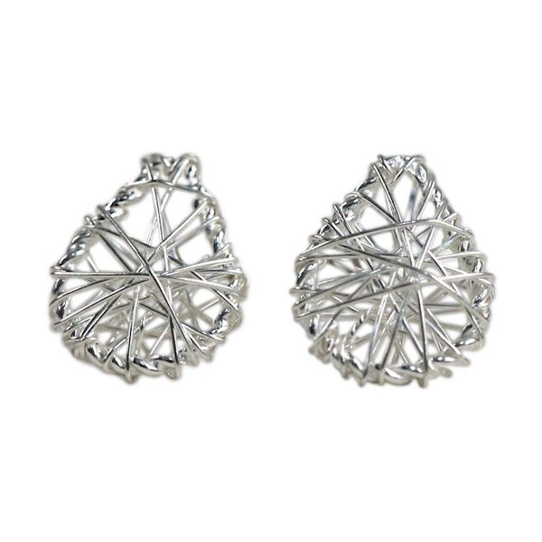 Alternate image for Sterling Silver Wrap Teardrop Stud Earrings from Thailand Teardrop Wrap