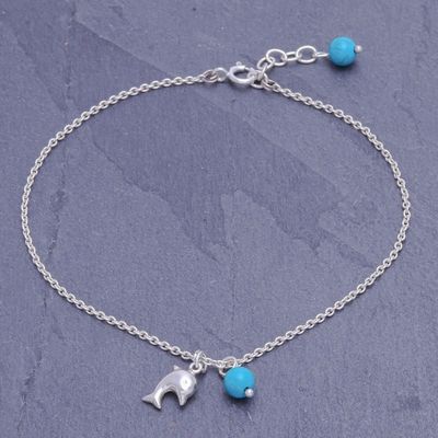 Alternate image for Sterling Silver Dolphin Charm Anklet Dolphin Day