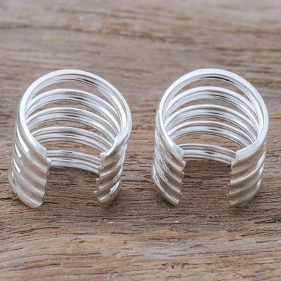 Alternate image for Handcrafted Sterling Silver Ear Cuffs Large Wave