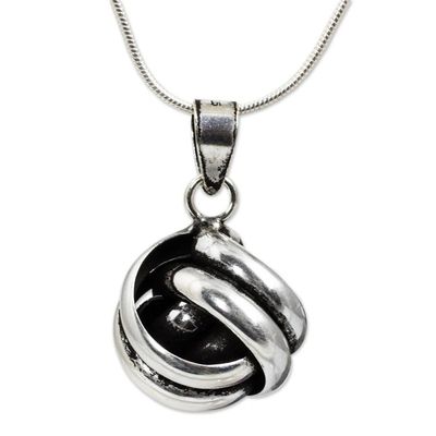 Alternate image for Artisan Crafted Silver Pendant Necklace Double Love Knot