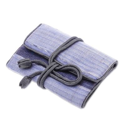 Alternate image for Handwoven Silk and Rayon Jewelry Roll from Thailand Happy Travels in Black