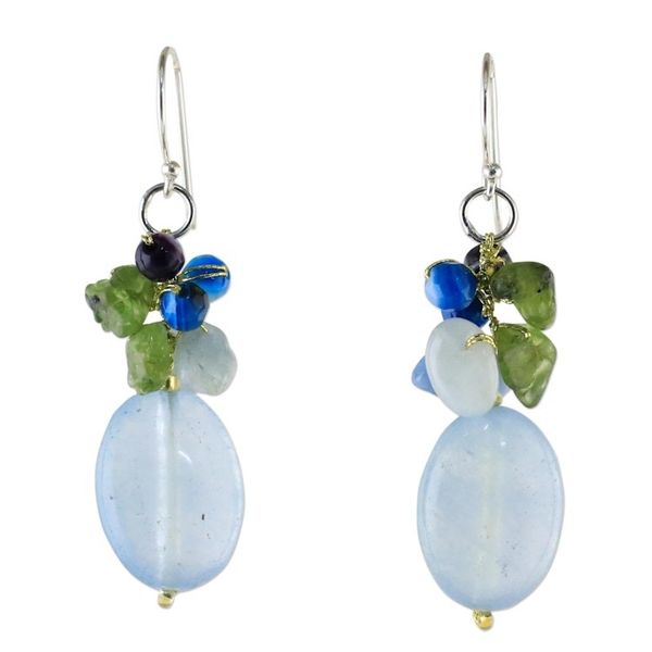 Alternate image for Blue Quartz Multi-Gemstone Dangle Earrings from Thailand Light Blue Princess