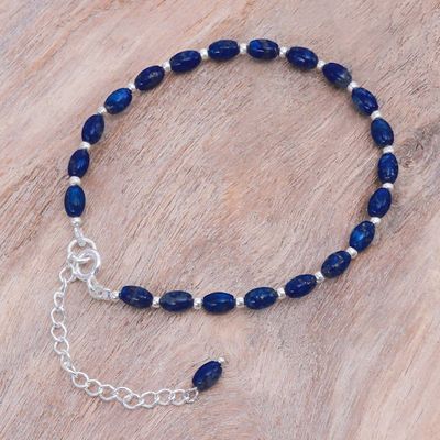 Alternate image for Lapis Lazuli and Sterling Silver Beaded Bracelet Into the Sky