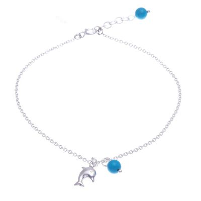 Alternate image for Sterling Silver Dolphin Charm Anklet Dolphin Day