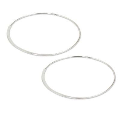 Alternate image for Artisan Crafted Sterling Silver Hoop Earrings Minimalist Cycle