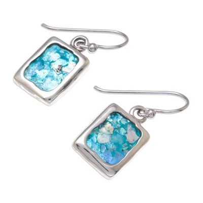 Alternate image for Artisan Crafted Roman Glass Dangle Earrings from Thailand Ancient Skies
