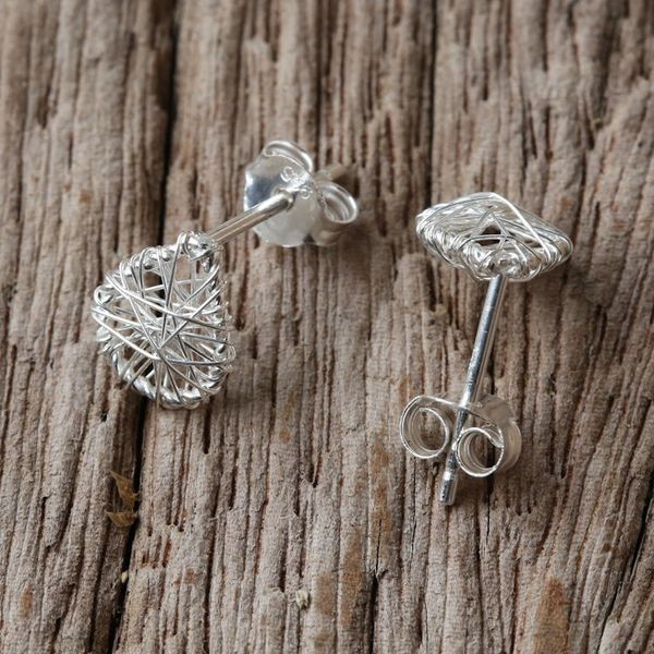 Alternate image for Sterling Silver Wrap Teardrop Stud Earrings from Thailand Teardrop Wrap