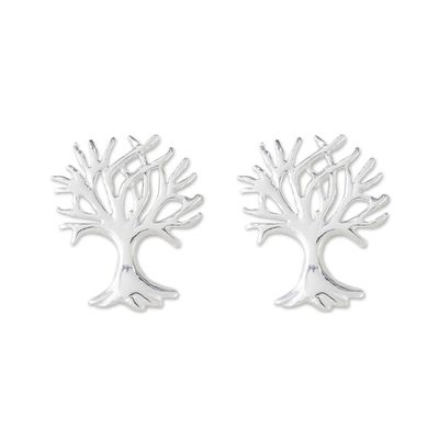 Alternate image for Sterling Silver Tree-Shaped Stud Earrings from Thailand Branches Above