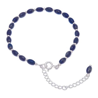Alternate image for Lapis Lazuli and Sterling Silver Beaded Bracelet Into the Sky