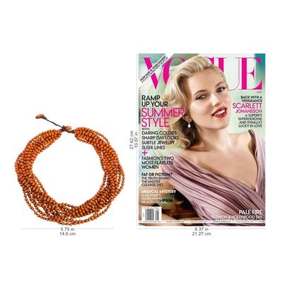 Alternate image for Orange Torsade Necklace Wood Beaded Jewelry Lamphan Belle