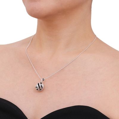 Alternate image for Artisan Crafted Silver Pendant Necklace Double Love Knot