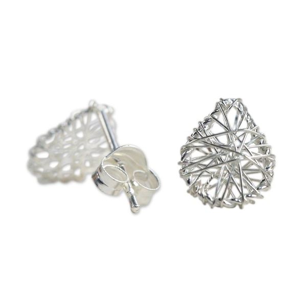 Alternate image for Sterling Silver Wrap Teardrop Stud Earrings from Thailand Teardrop Wrap
