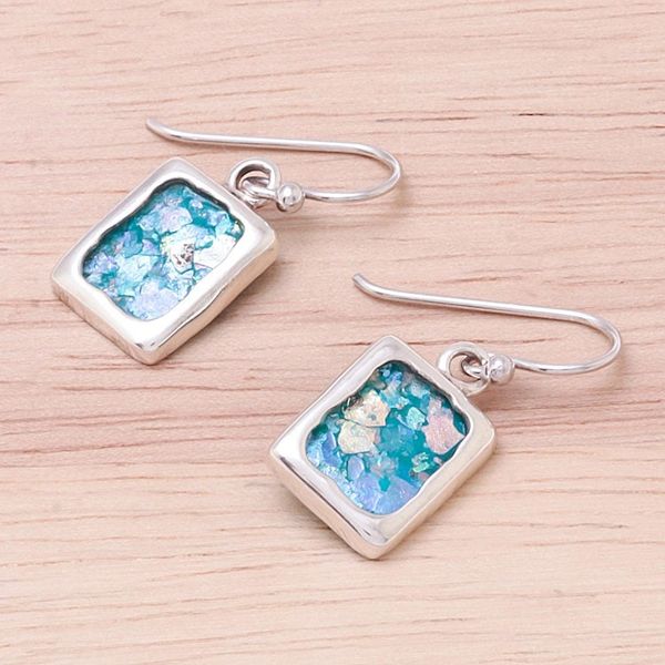 Alternate image for Artisan Crafted Roman Glass Dangle Earrings from Thailand Ancient Skies