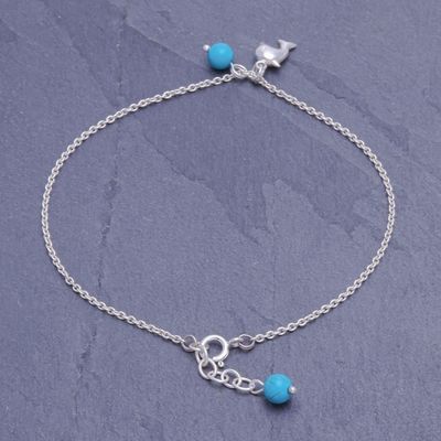 Alternate image for Sterling Silver Dolphin Charm Anklet Dolphin Day