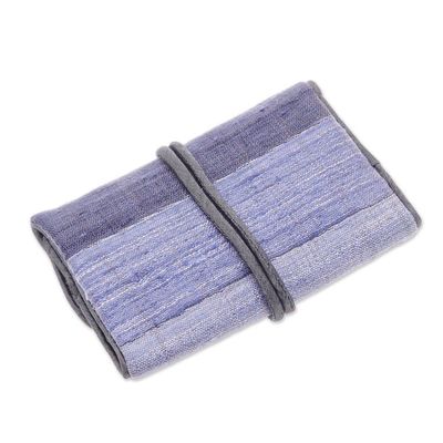 Alternate image for Handwoven Silk and Rayon Jewelry Roll from Thailand Happy Travels in Black