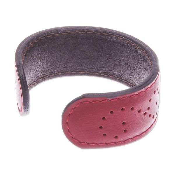 Alternate image for Red Leather Cuff Bracelet with Dots Made in Thailand Dotted Red